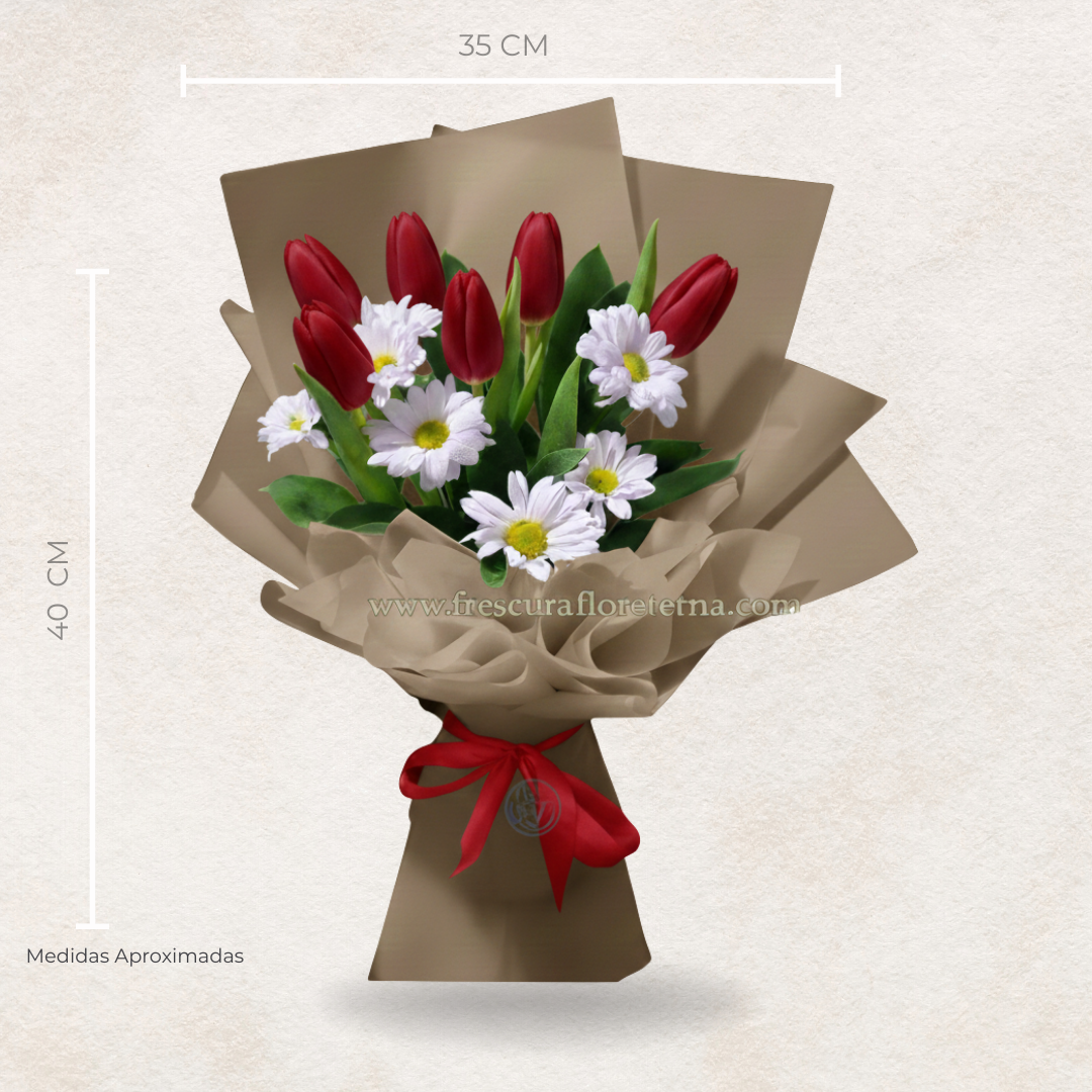 ramillete de 6 tulipanes rojo