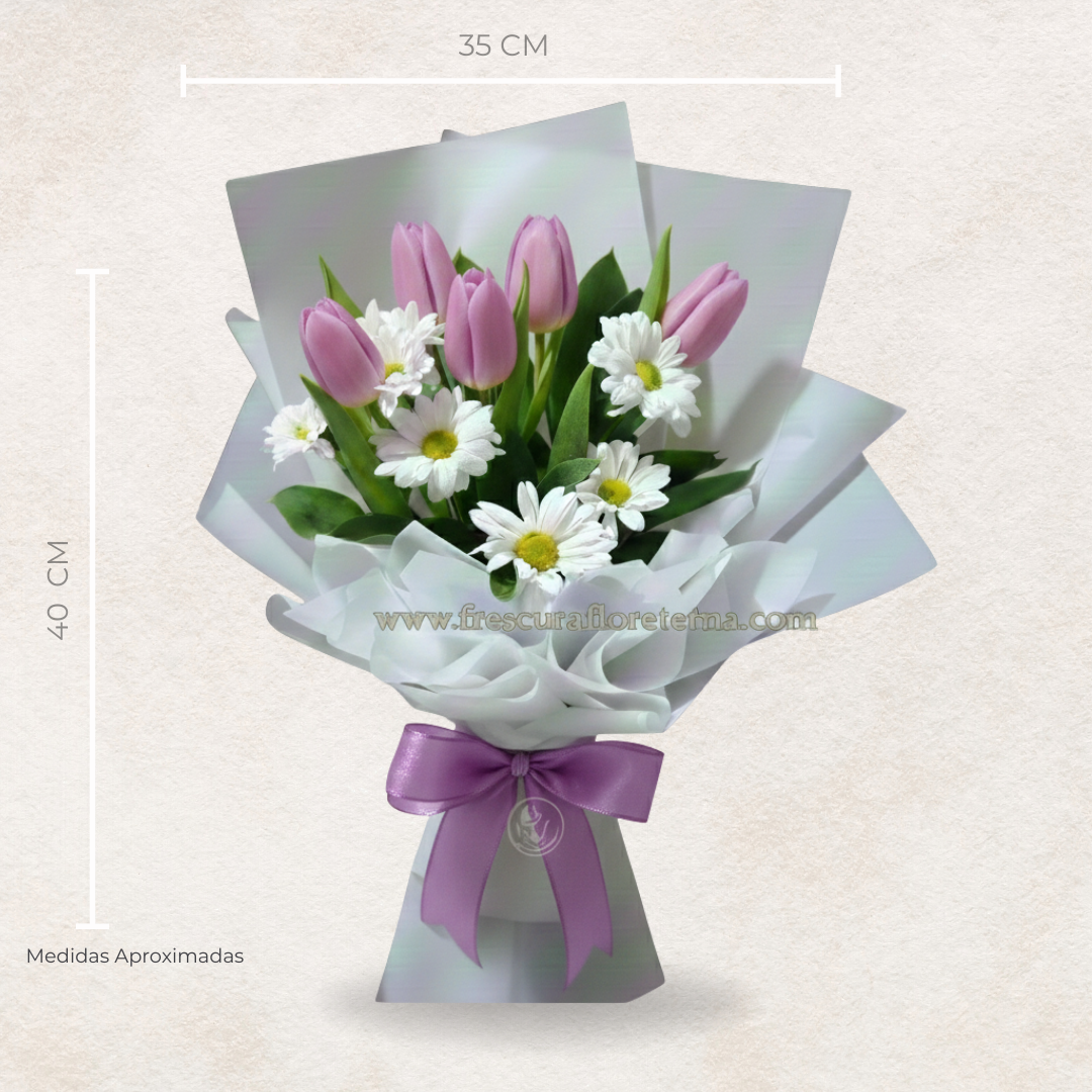 ramillete de 6 tulipanes rosado baby