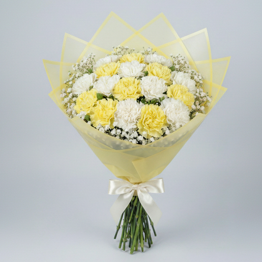 ramillete de clavel blanco y amarillo