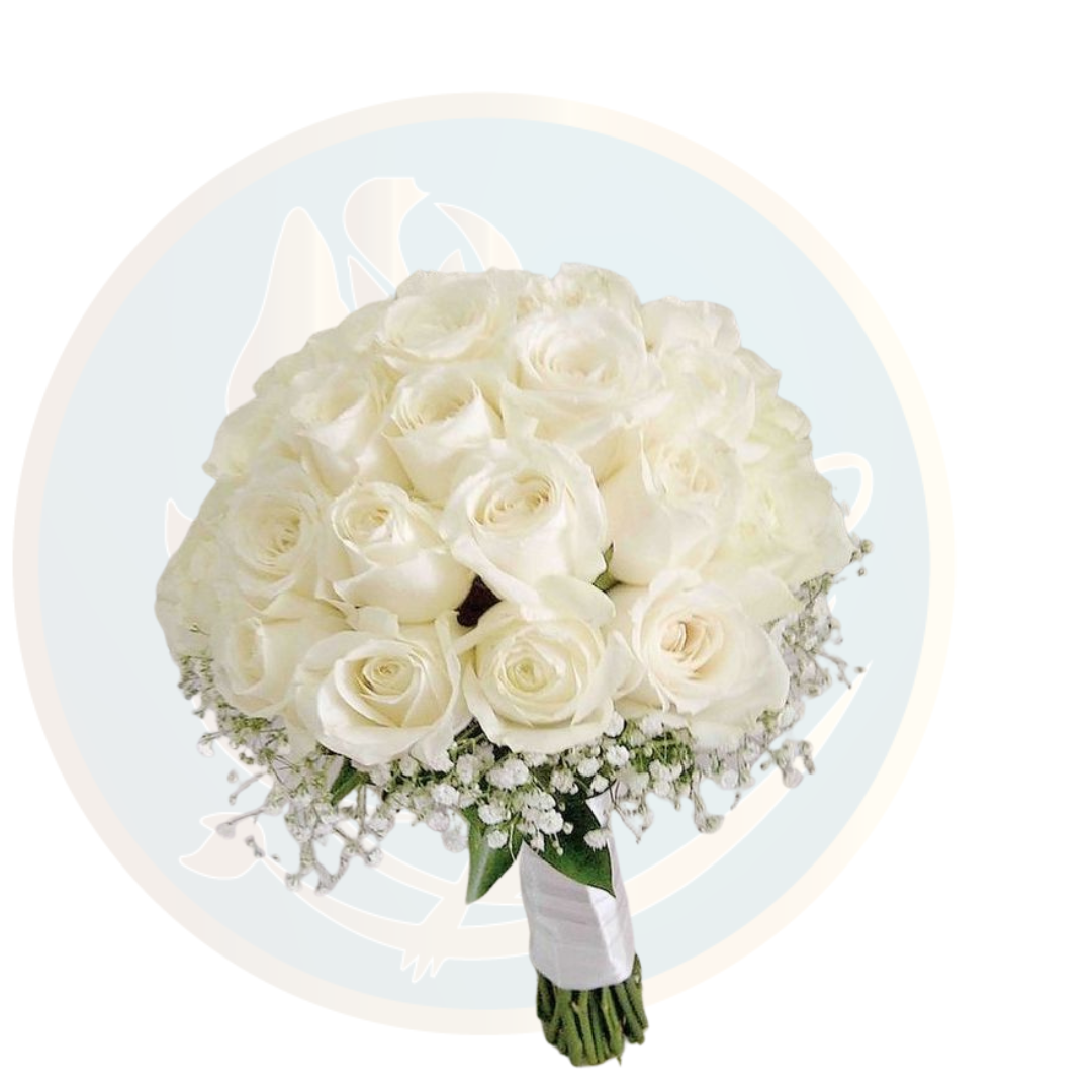 ramo de novia rosas blancas y ghypson
