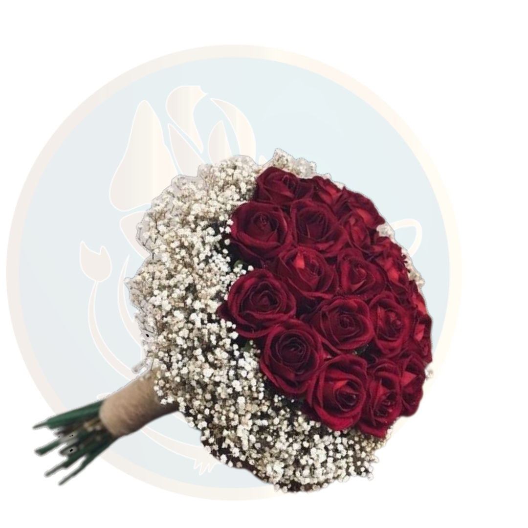 ramo de novia rosas rojas y ghypson